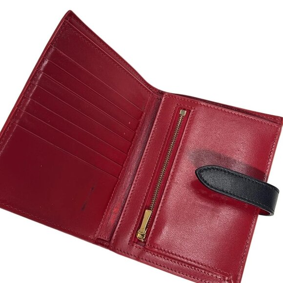 CELINE Medium strap wallet - Red Black Leather Bifold Wallet 196-071325 - Picture 3 of 5